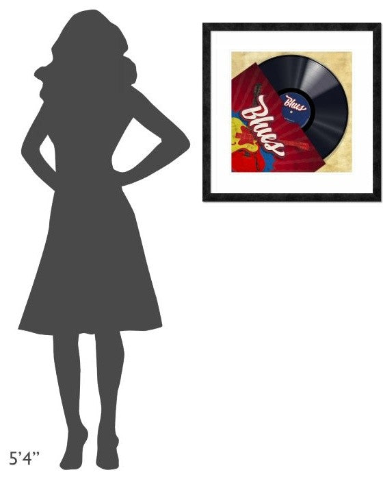 "Vinyl Club, Blues" Framed Digital Print by Steven Hill, 26"x26"