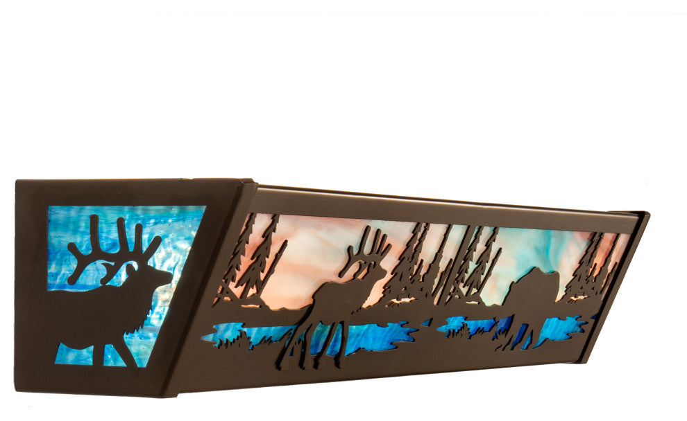 24 Wide Elk & Black Bear Vanity Light