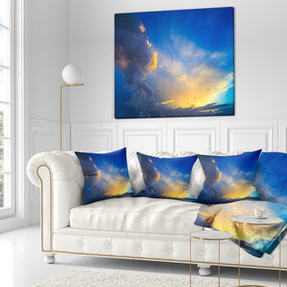 Dramatic Sunset Sky With Thunderstorm Beach Photo Throw Pillow, 16"x16"
