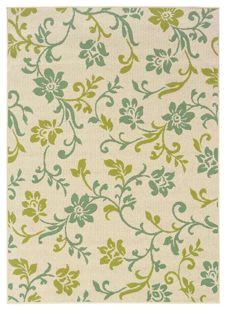 Oriental Weavers Caspian Ivory/Green Floral Indoor/Outdoor Rug 1'9"X3'9"