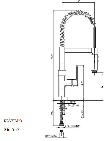 Latoscana 86CR557 Novello One Handle Kitchen Faucet With Spring Spout In Chrome