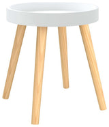 vidaXL Side Table Round Coffee Table White Engineered Wood and Solid Wood Pine