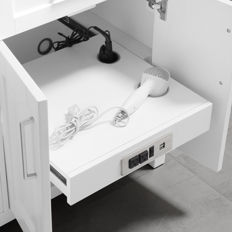 OVE Decors Tahoe Vanity, White With Carrara Marble Top, 60"