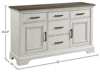 Drake 62' Wide 5-drawer Sideboard, Rustic White