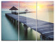"Wooden Sea Bridge and Sunset" Photo Metal Wall Art, 3 Panels, 36"x28"