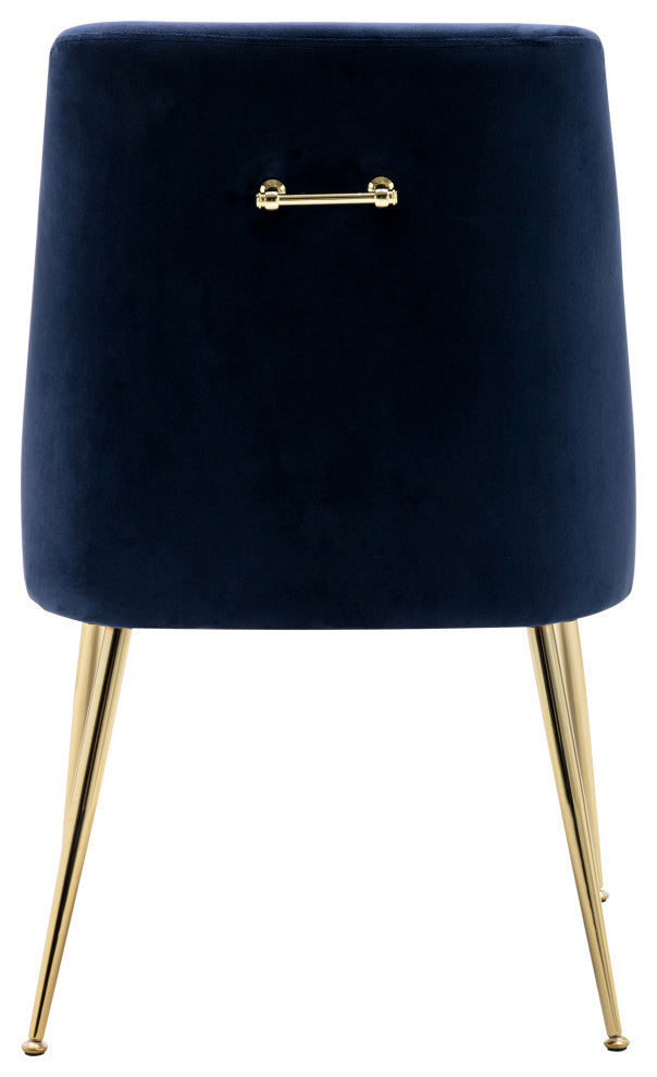 WestinTrends Upholstered Velvet Glam Accent Chair w/ Gold Metal Legs, Navy Blue