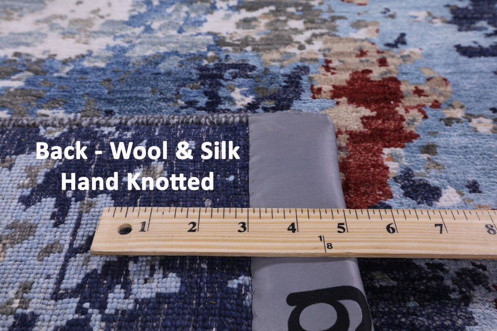 6' 1" X 9' 3" Handmade Modern Wool and Silk Rug Q8887