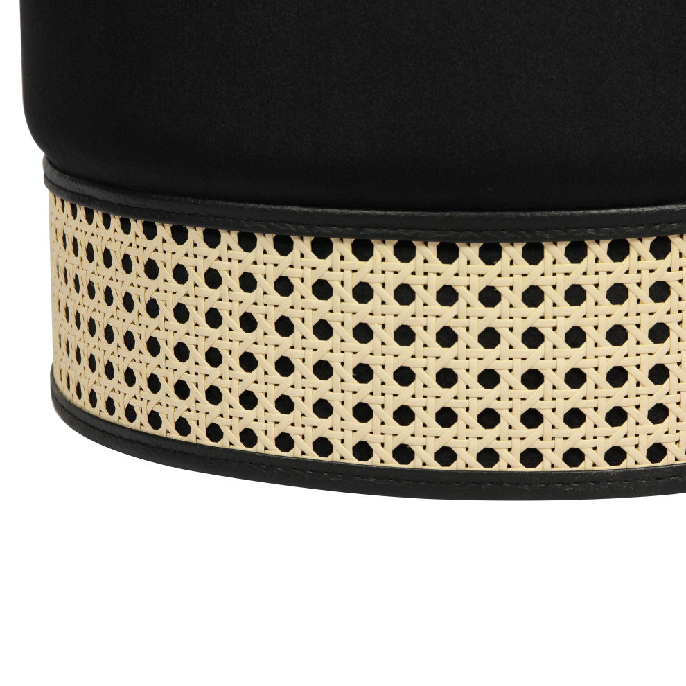 TOV Furniture Ivy Black Velvet Ottoman