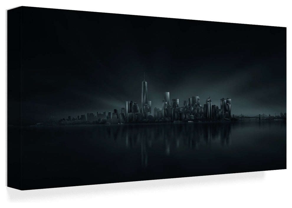 Miguel Angel Martin 'Dark New York Skyline' Canvas Art, 47"x24"