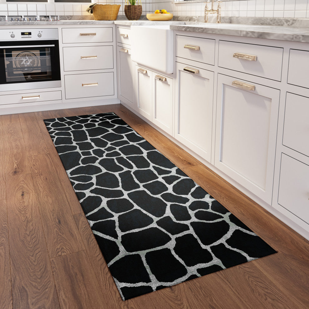 Indoor/Outdoor Mali ML4 Midnight Machine Washable 2'3" x 7'6" Runner Rug