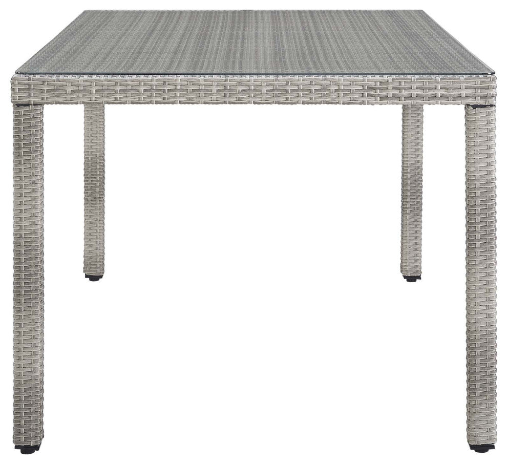 Aura 68" Wicker Rattan Dining Table Gray