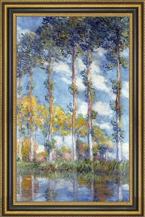Claude Oscar Monet Poplars Framed Premium Canvas Print, 16"x24"
