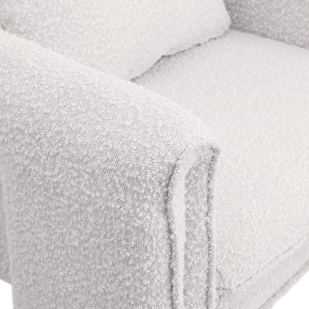 Stylus Boucle Fabric Upholstered Accent Chair, Cream