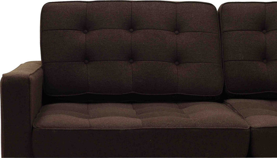 Modern Contemporary Living Room Wool Loveseat Sofa Chocolate