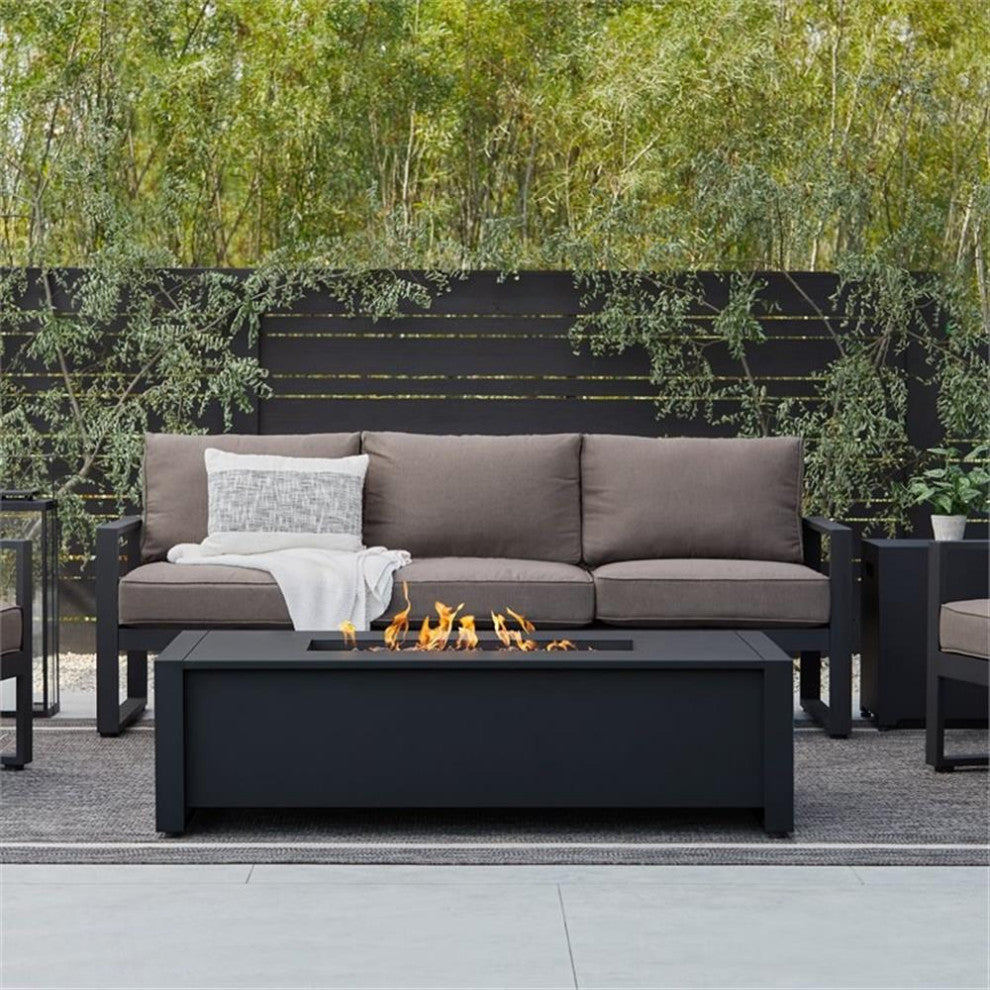 Real Flame Keenan 52" x 26" Aluminum Propane Fire Table in Black