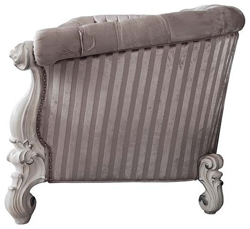 Acme Versailles Sofa With 7 Pillows Ivory Fabric and Bone White Finish