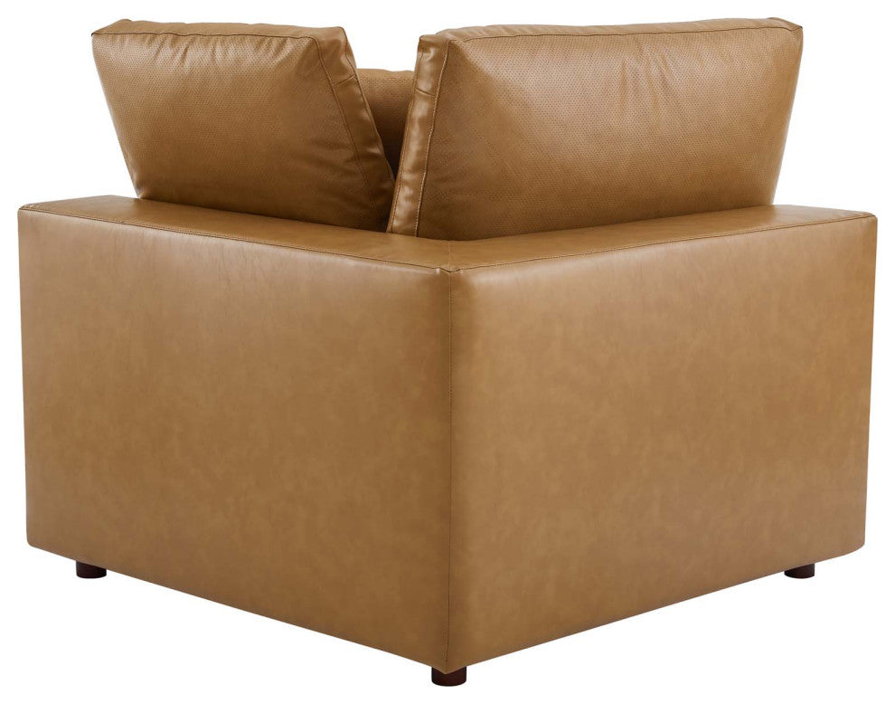 Commix Down Filled Overstuffed Vegan Leather 6-Piece Sectional Sofa - Tan