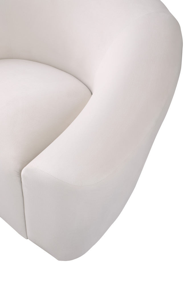 Riley Velvet Upholstered Rounded Loveseat, Cream
