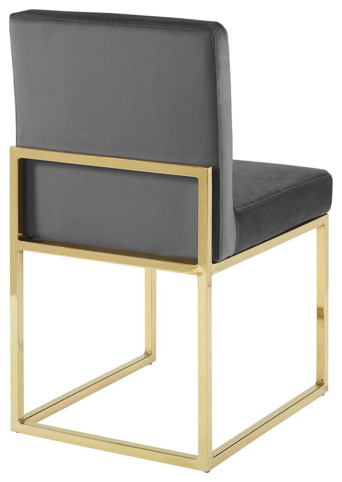 Carriage Dining Chair Performance Velvet Set of 2 - Gold Charcoal