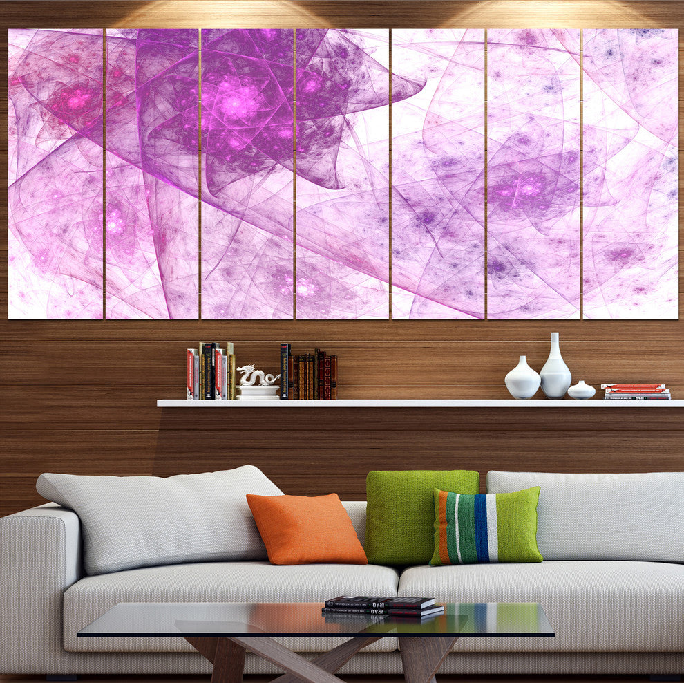 Light Purple Rotating Polyhedron, Abstract Canvas Wall Art, 83"x32", 7 Panels