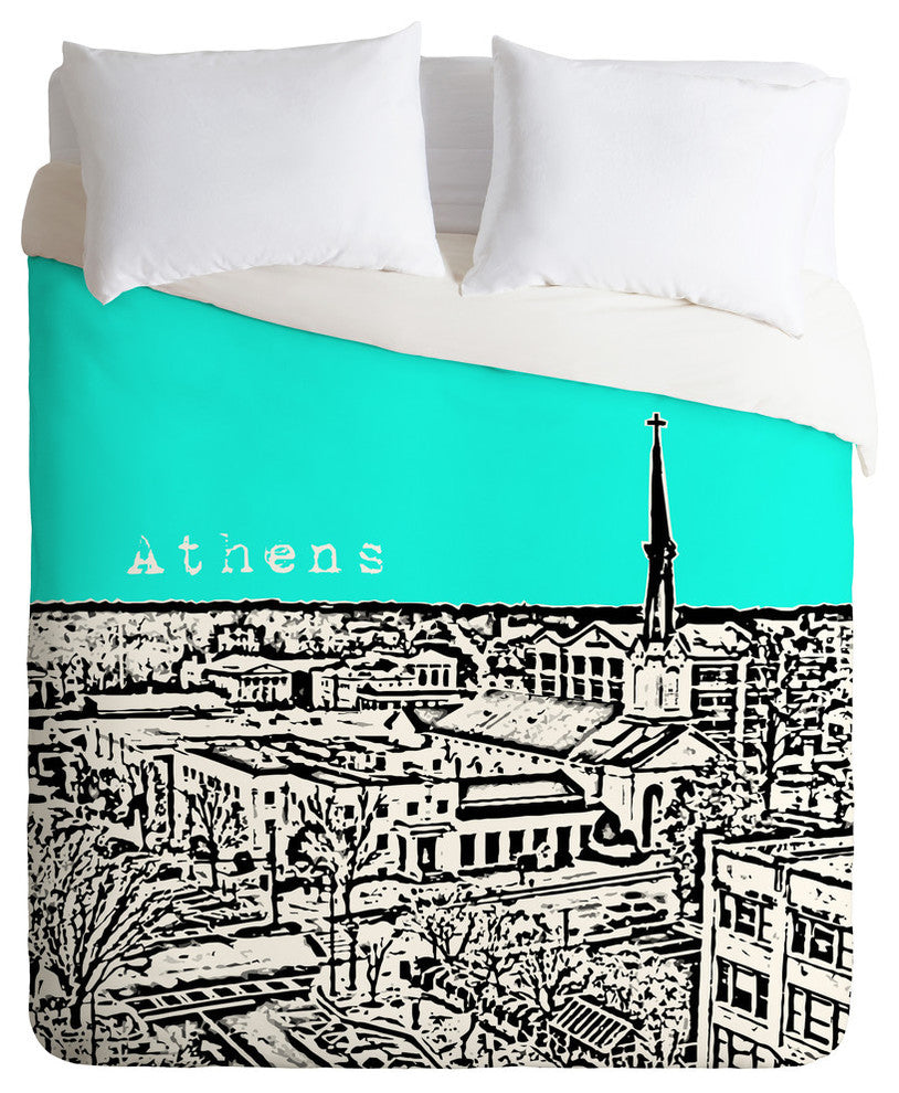 Deny Designs Bird Ave Athens Aqua Duvet Cover - Lightweight