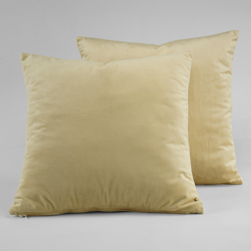Heritage Plush Velvet Cushion Cover Pair, Western Tan, 18w X 18l