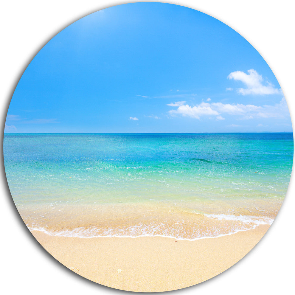 Blue Waters Below Blue Sky, Seashore Photo Disc Metal Artwork, 11"