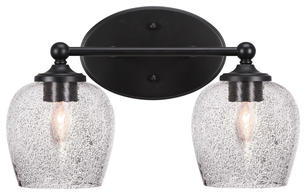 Capri 2-Light Bath Bar, Matte Black/Smoke Bubble