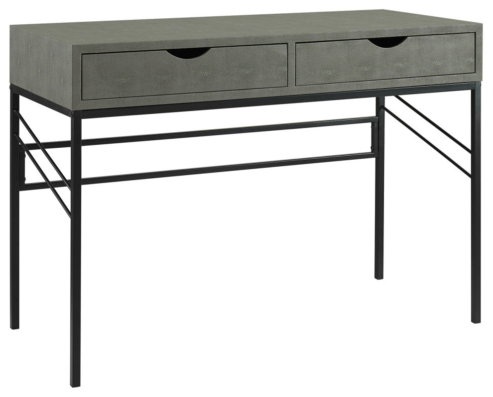 Vetti 44" Faux Shagreen 2 Drawer Desk, Gray