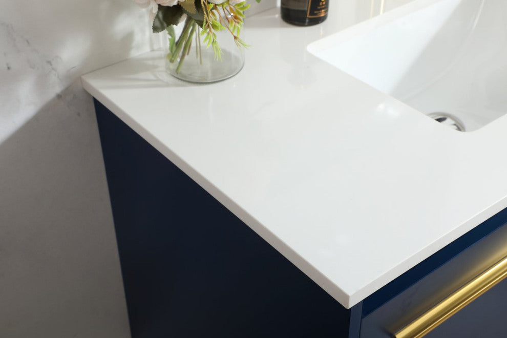 Phoebe Single Bathroom Vanity, Blue, 36", Without Backsplash