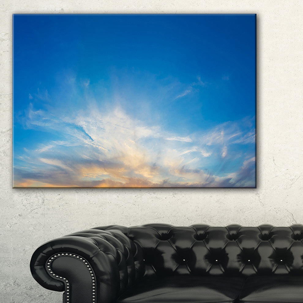 "Bright Blue Evening Sky Panorama" Contemporary Landscape Canvas Art, 40"x30"