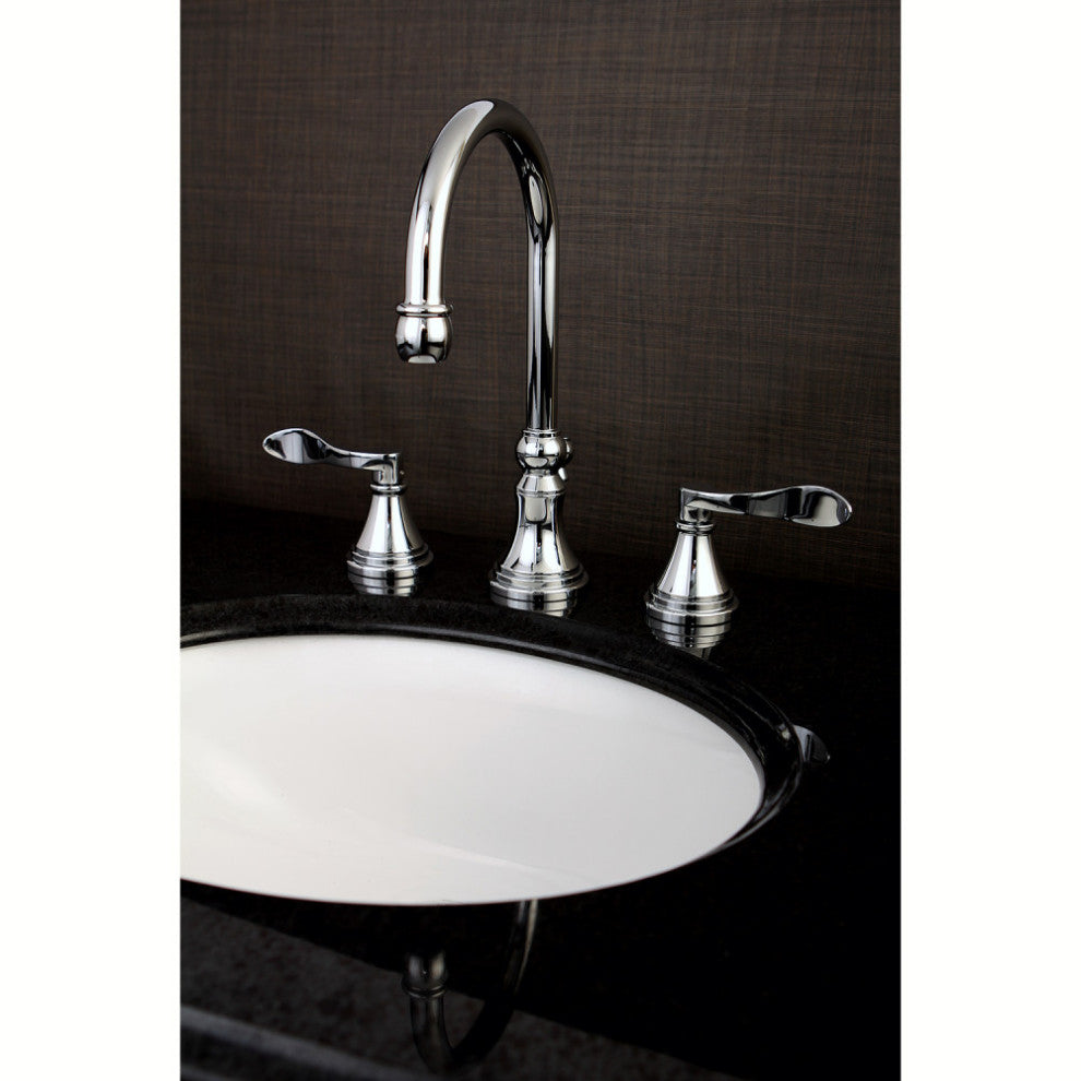 Kingston Brass Widespread Bathroom Faucet With Brass Pop-Up, Polished Chrome