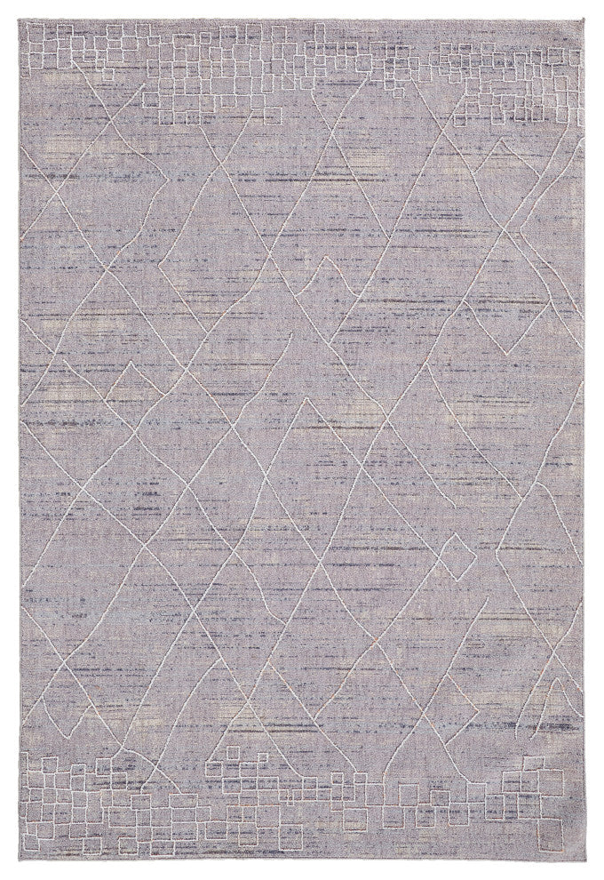 Weave & Wander Edwardo Linear Rug, Gray/Ivory, 1'-8" X 2'-10" Rug