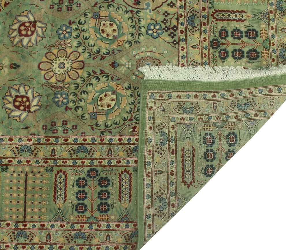 Pak-Persian Merve Green/Black Rug, 8'0x10'3