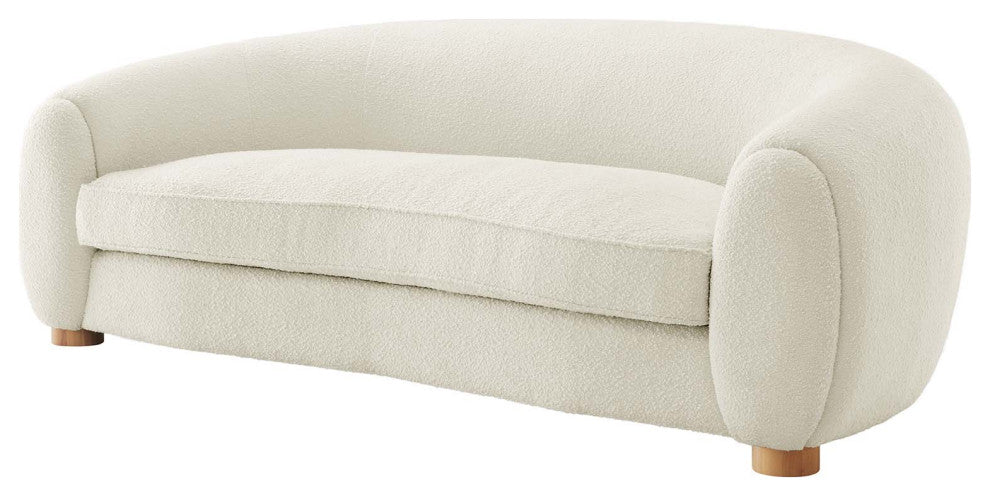 Sofa, Ivory White, Fabric, Modern, Living Lounge Cafe Hotel Lobby Hospitality