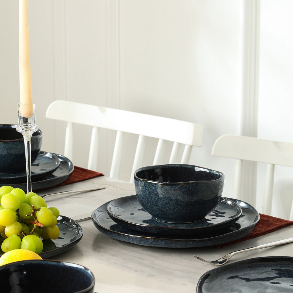 Stone Lain Mirella Stoneware 24-Piece Dinnerware Set, Blue
