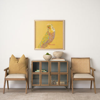 Pandora Dark Brass Metal WithRed Wood 2 Door Accent Cabinet