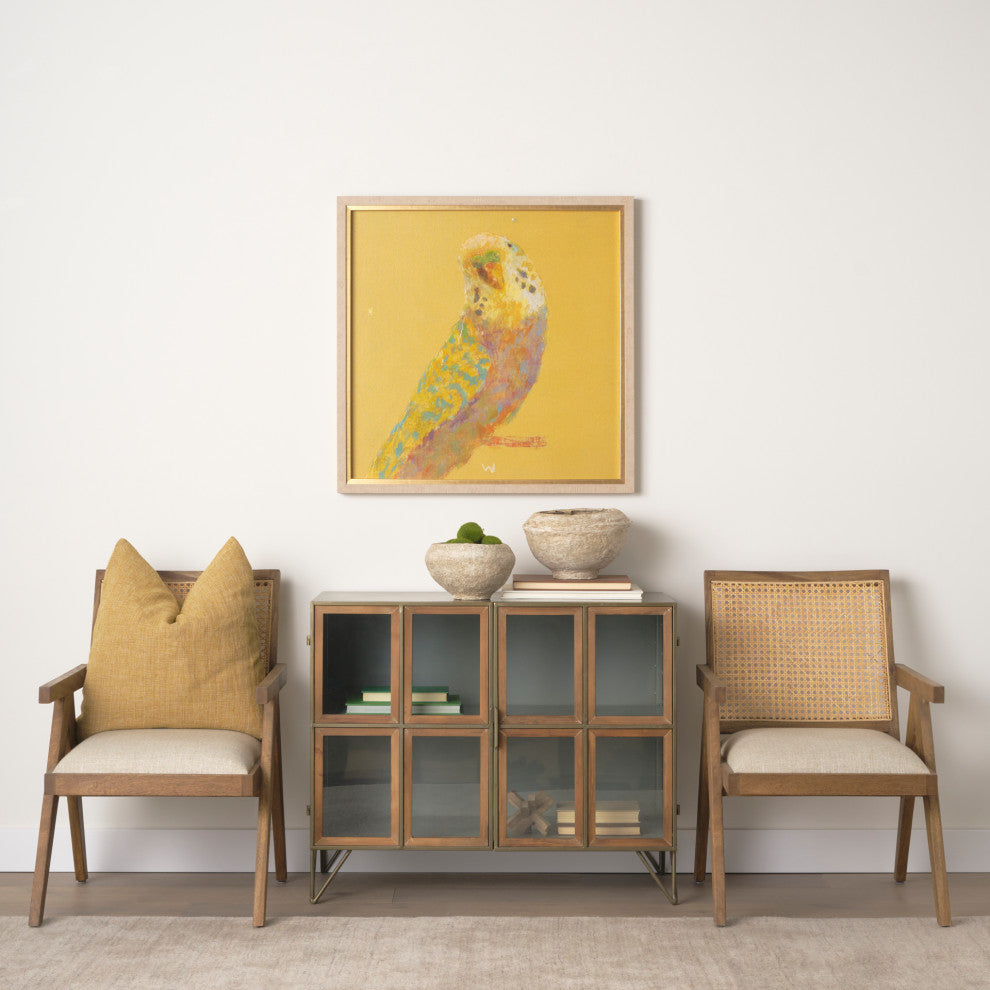 Pandora Dark Brass Metal WithRed Wood 2 Door Accent Cabinet