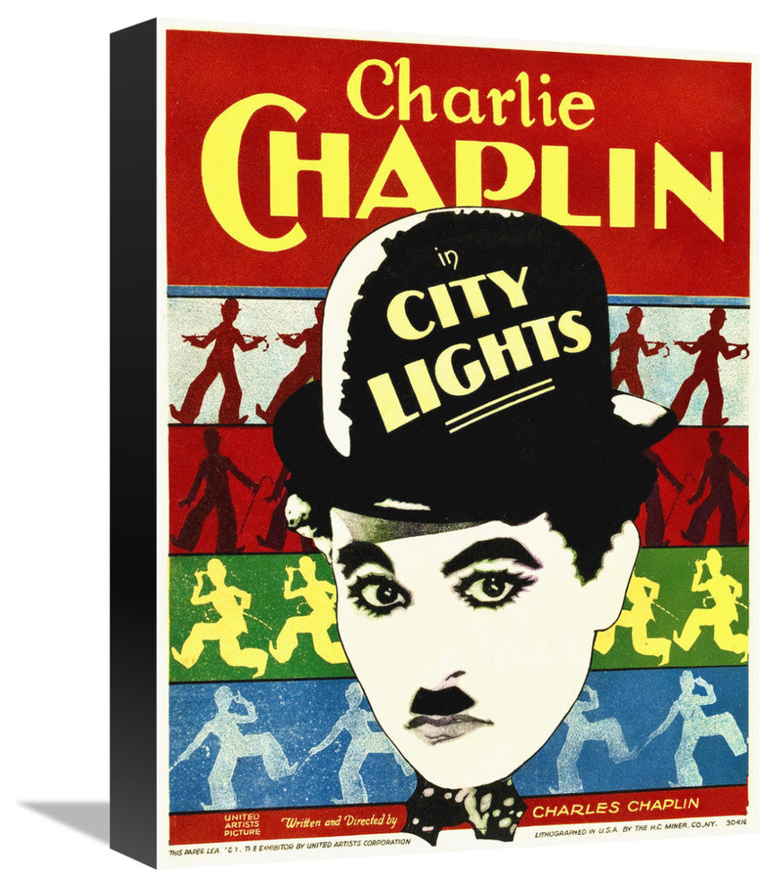"Charlie Chaplin - City Lights, 1931" Canvas Giclee, 12"x16"