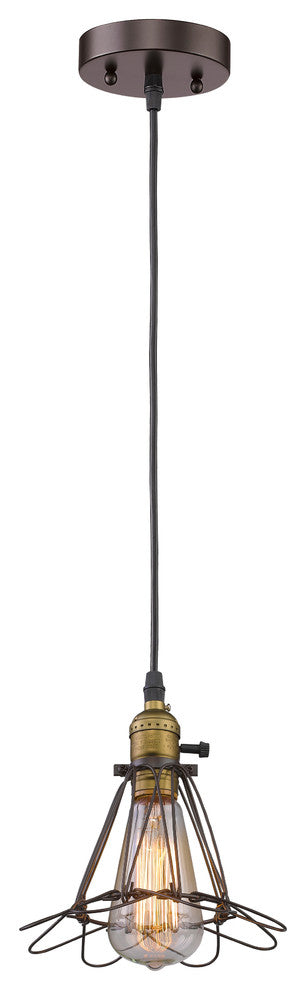 CHARLES Industrial-style 1 Light Rubbed Bronze Ceiling Mini Pendant 8inches Shad