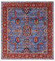 6' 11" X 7' 6" Handmade Square Persian Fine Serapi Wool Rug - Q12904