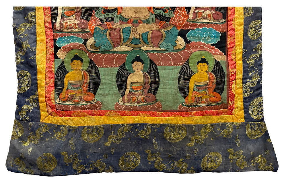 Consigned 19th Century Antique Tibetan Hand Painted Buddhist Thangka