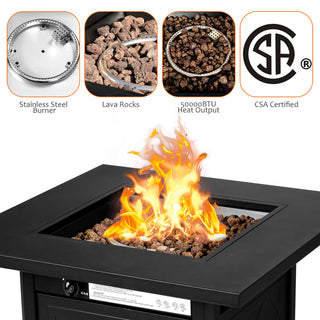 Costway 28" Propane Fire Pit Table 50,000 BTU Patio Gas Fireplace W/ Lava Rock