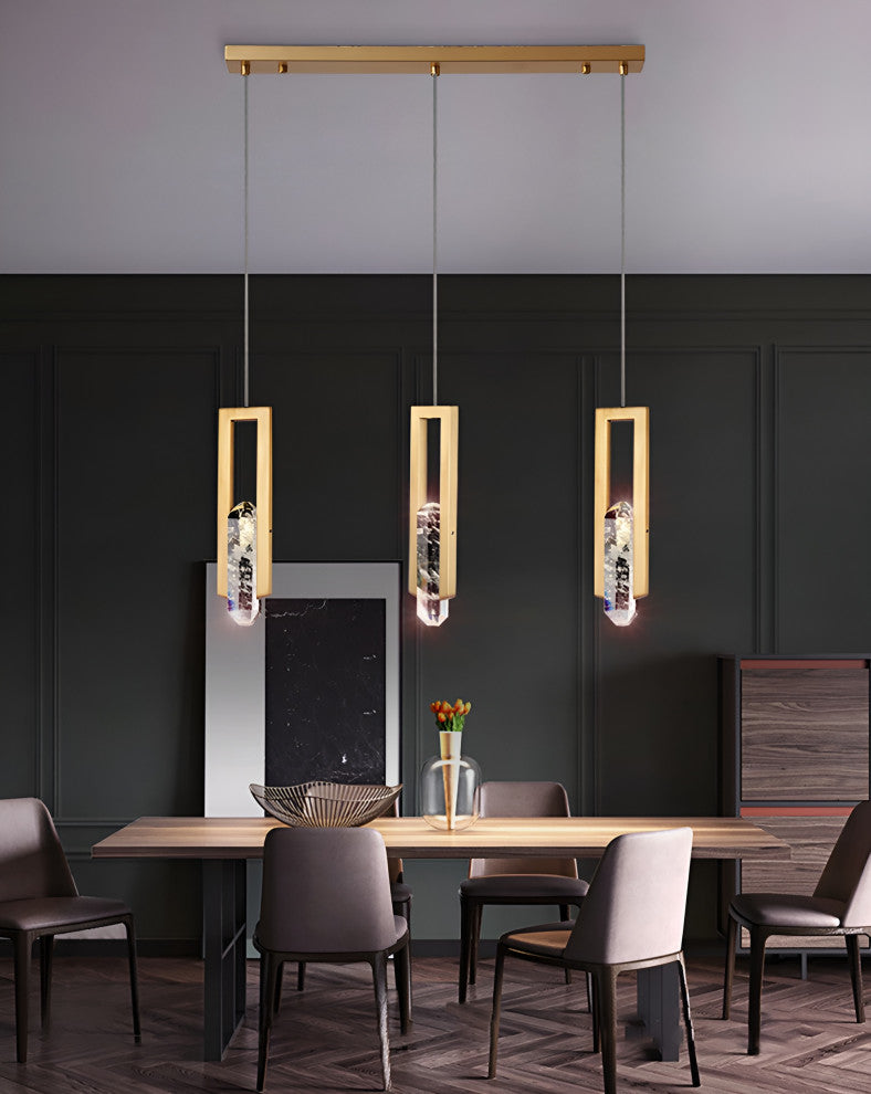 Finale Ligure | Postmodern Copper Crystal Pendant Lamp, 1 Light