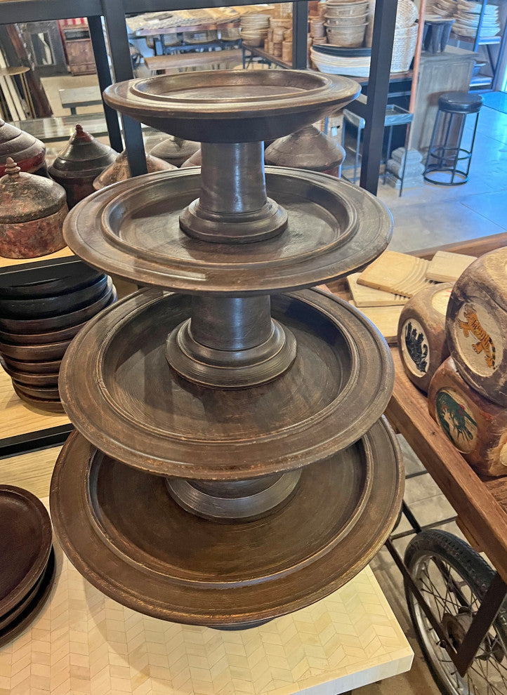 Consigned Vintage Java Pedestal Tray, X-Small