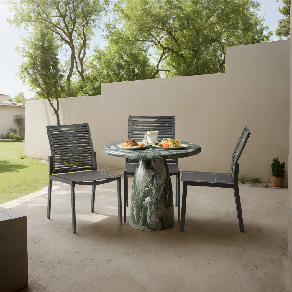Cosenza Concrete Dining Table, Green, 36" W X 36" D X 30" H, Marble Finish