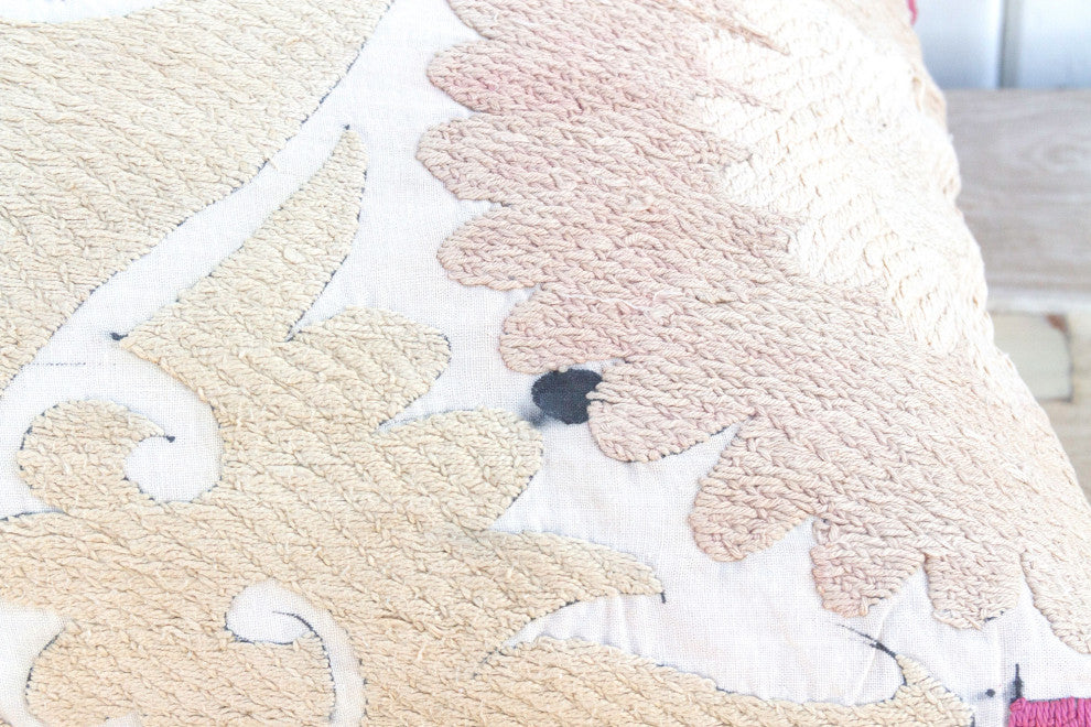 Peach Rose Vintage Suzani Pillow