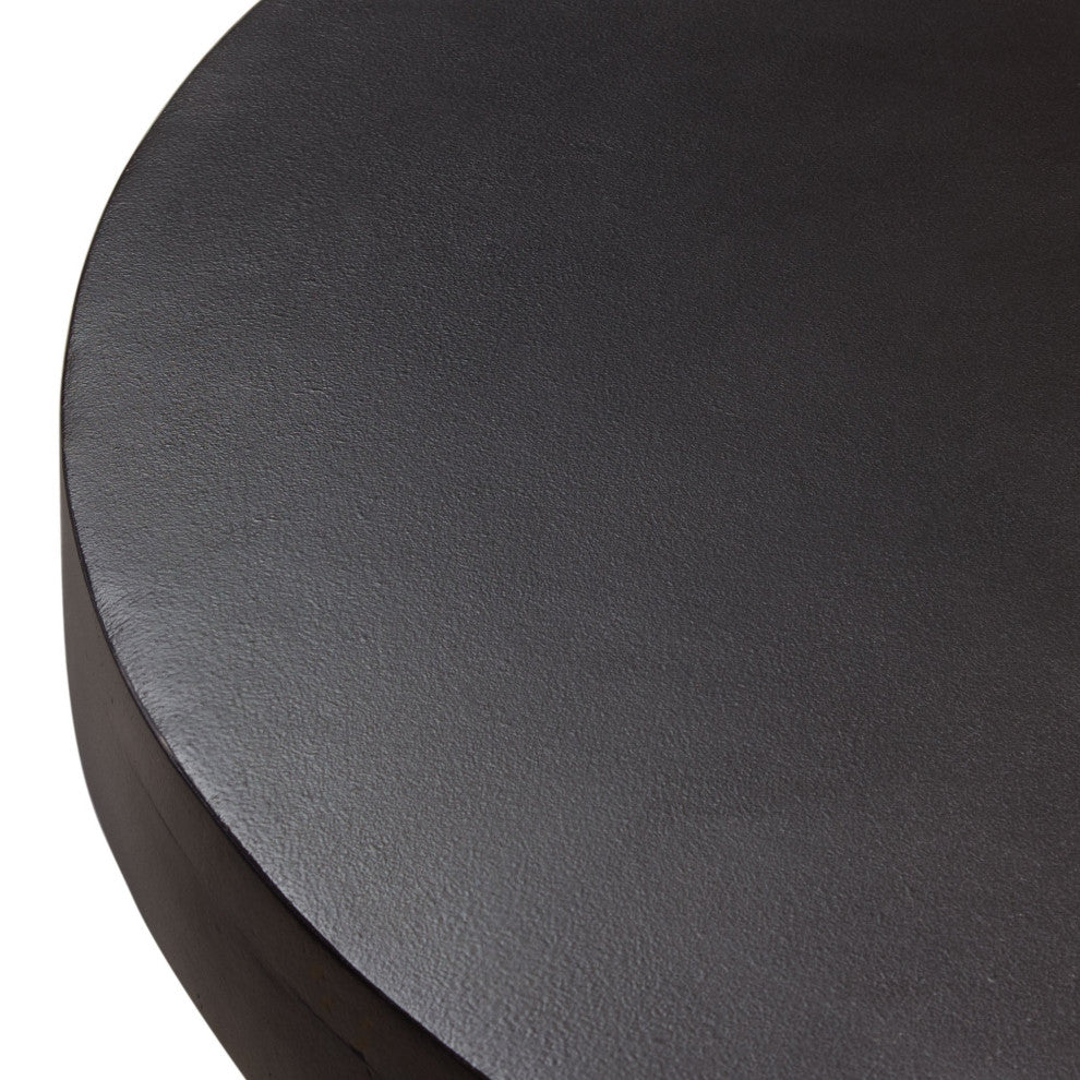 Rune 42" Round Cocktail Table With Iron Leg Base, Black