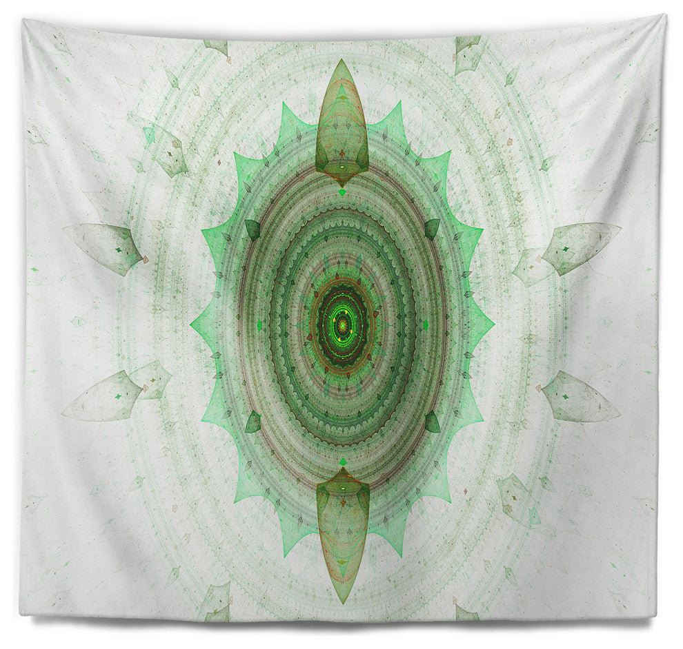Light Green Cryptical Sphere Abstract Wall Tapestry, 80"x68"