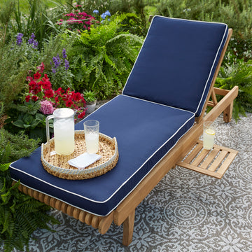 Sunbrella Outdoor Chaise Lounge Cushion, Canvas Navy, 79"Lx25"Wx3"D